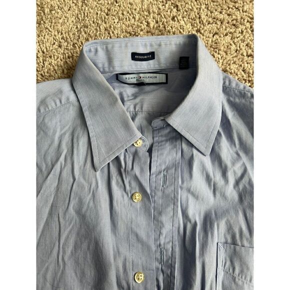 Tommy Hilfiger Blue Button Down Business Shirt 16 1/2 - Picture 3 of 4